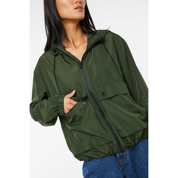Ardene Olive Green Short Hooded‎ Windbreaker Size Medium - Picture 4 of 8